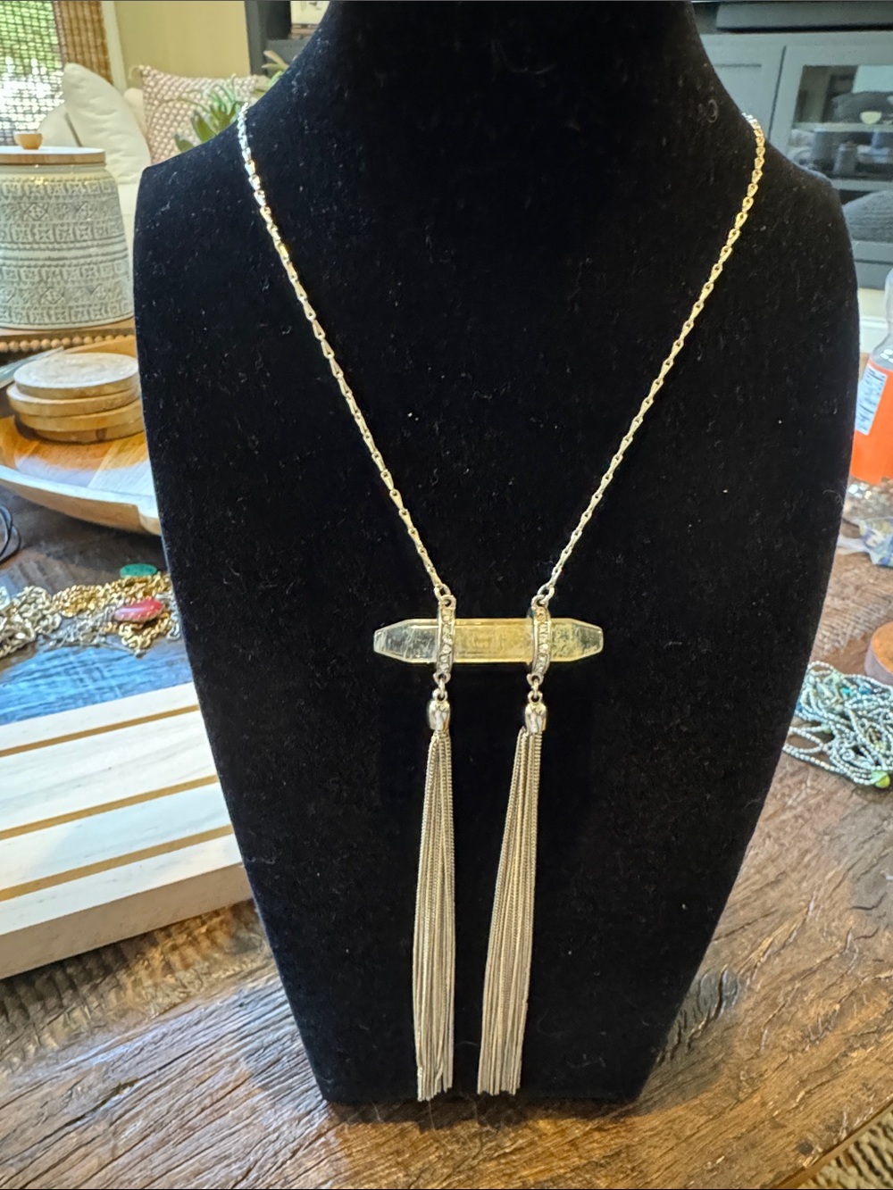 WHBM vintage Gold-Tone Tassel Bar Necklace - Women Jewelry